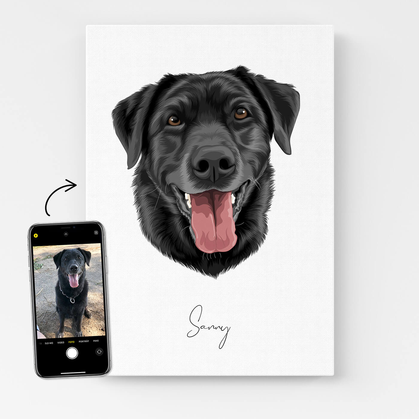 Hundeportrait als Geschenk auf Leinwand