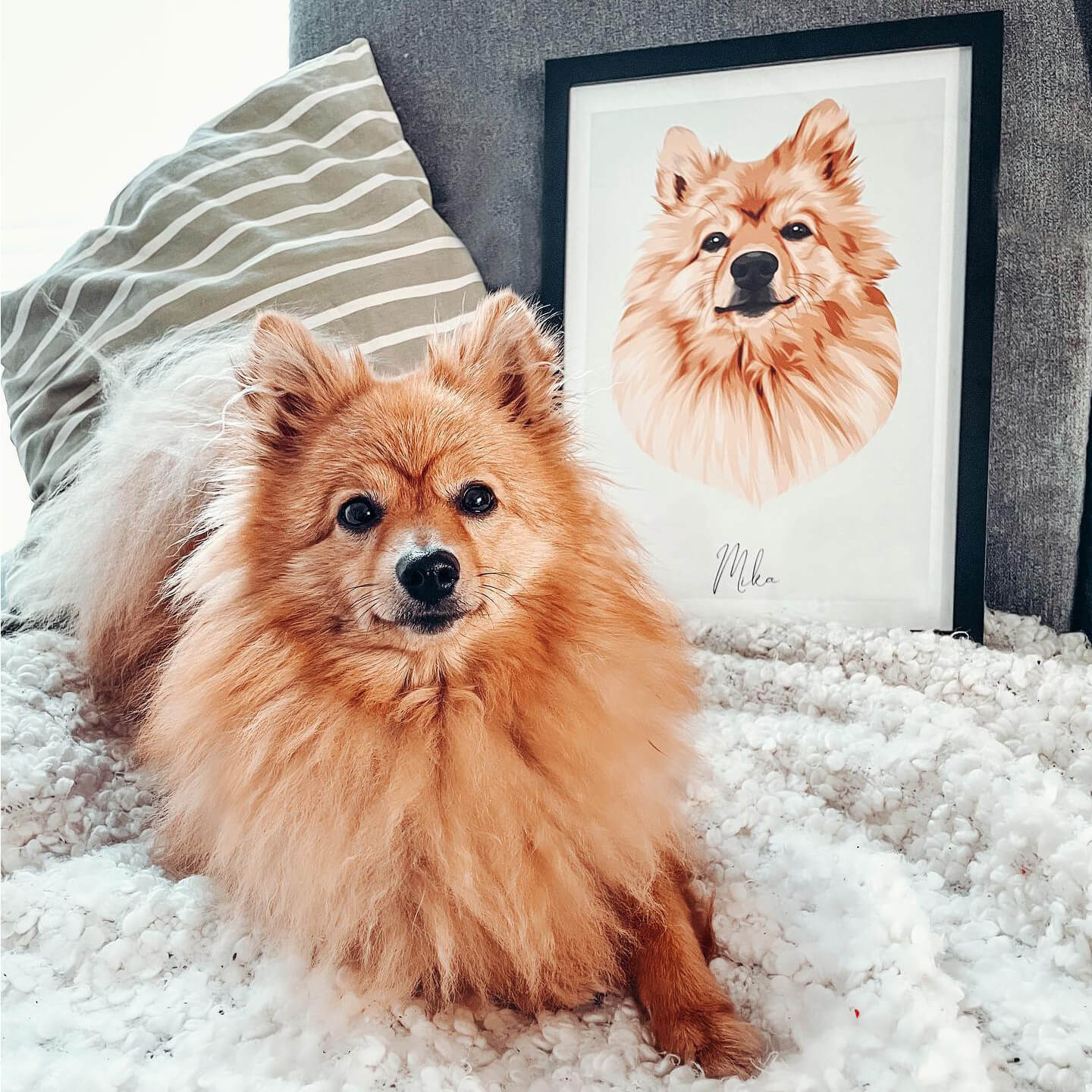 Hundeportrait als Poster gemalt
