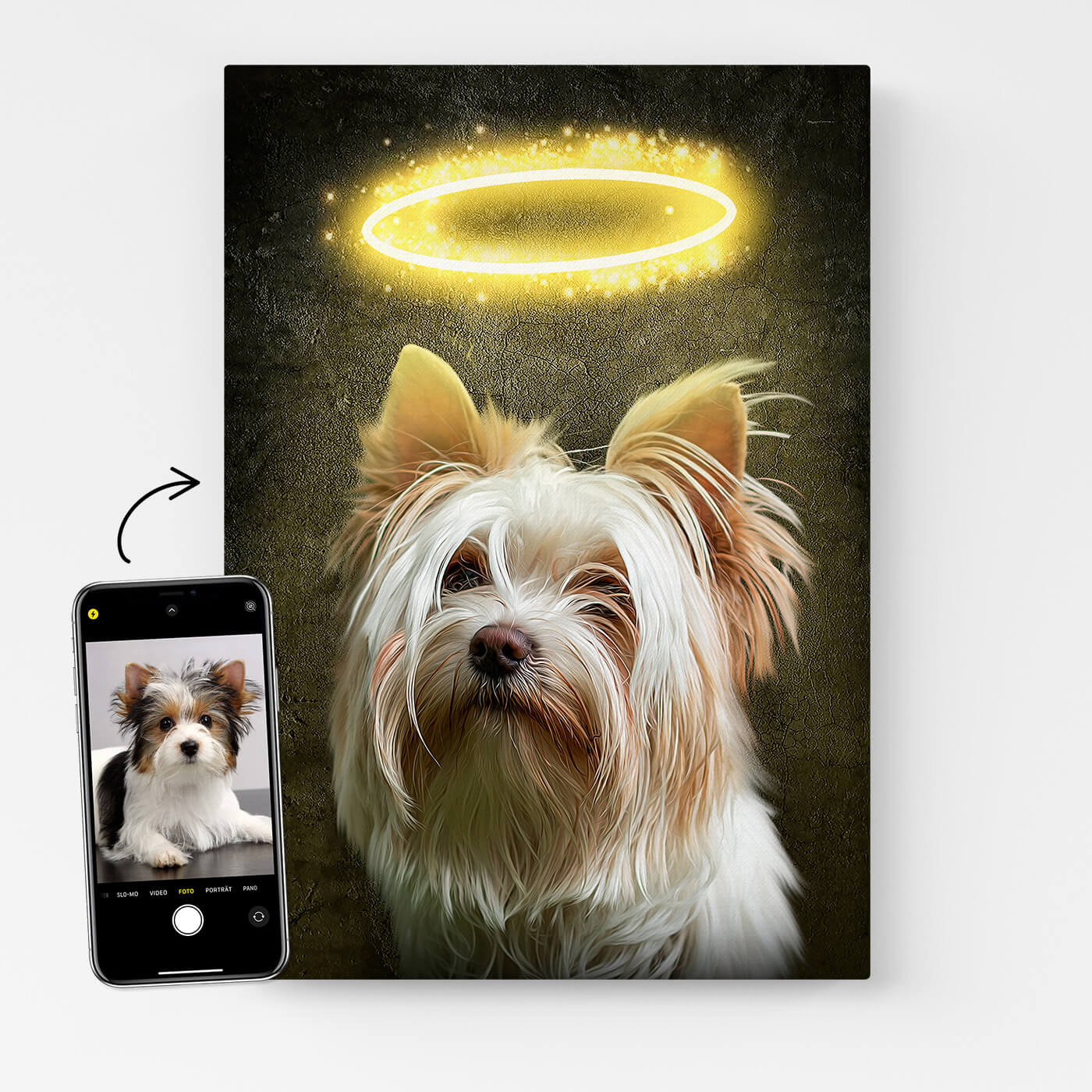 Hundeportrait Heiligenschein Andenken