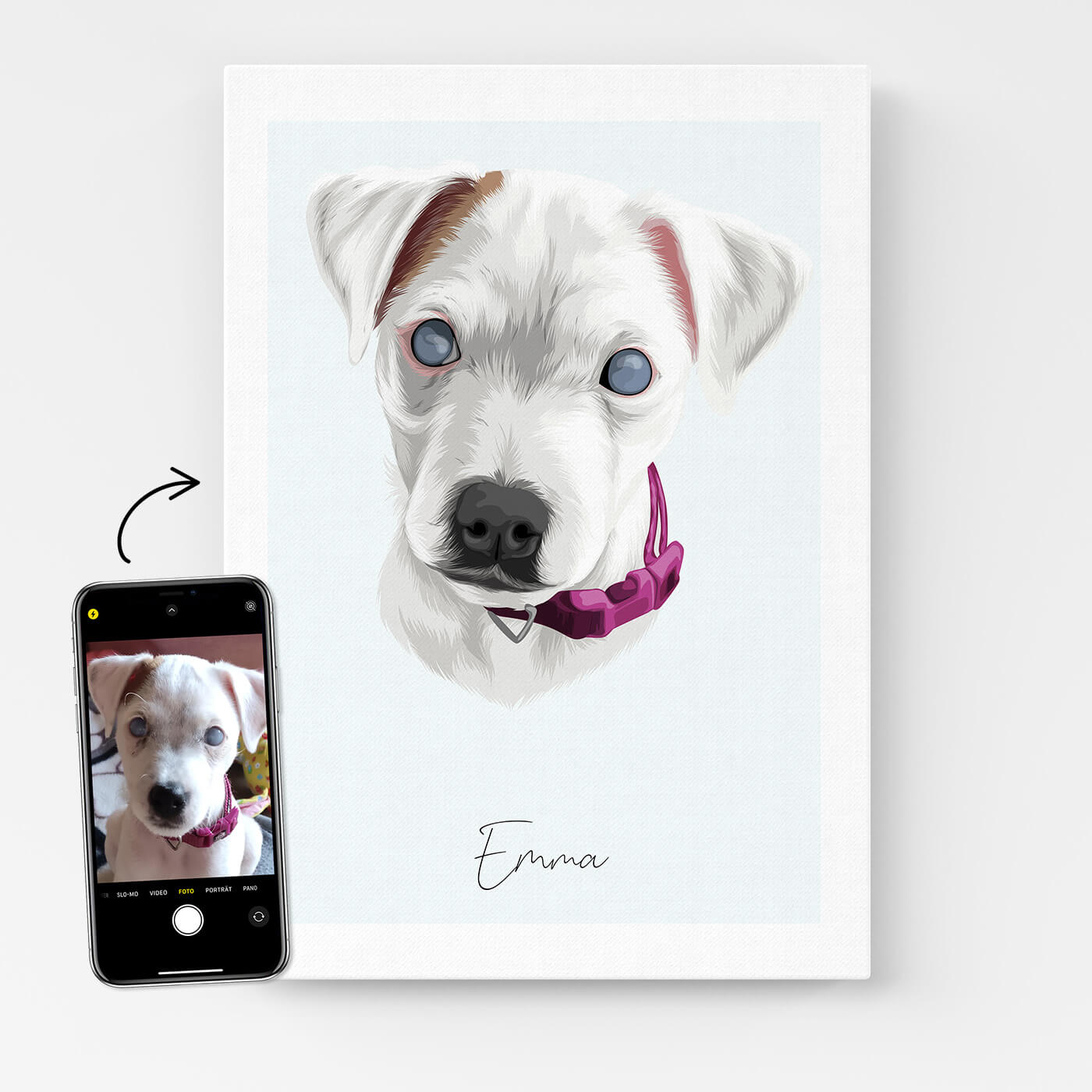 Hundeportrait nach Fotovorlage Leinwand