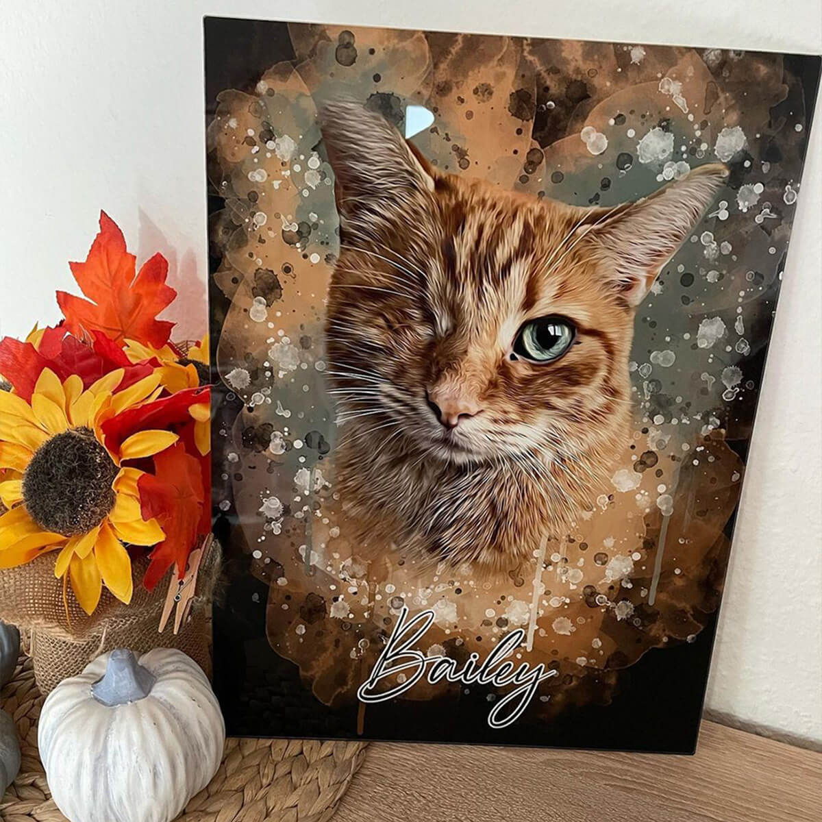 Personalisiertes Katzenportrait Leinwand